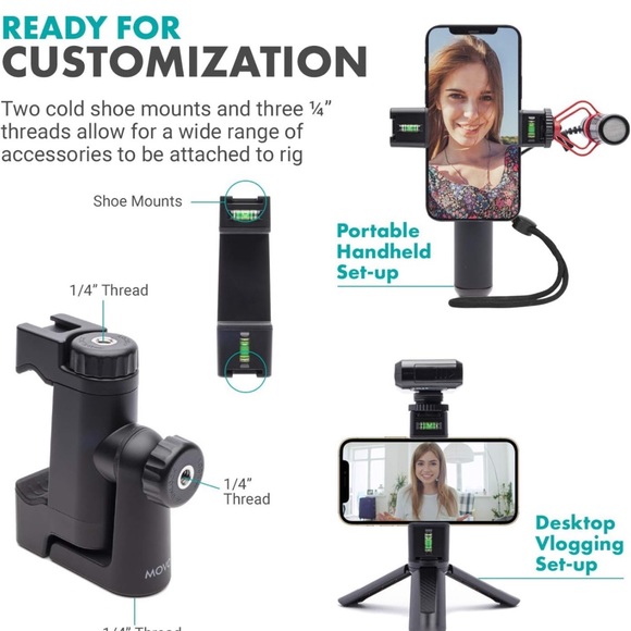 Movo PR-3 Rotating Smartphone Grip Handle Rig 4 iPhone,Samsung,Android Phone - Picture 8 of 8